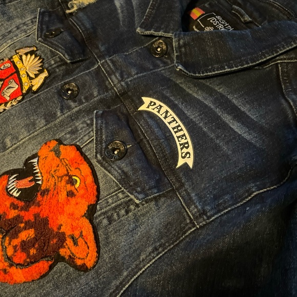 8ighth dstrkt denim button up distressed embroidered jean jacket - Picture 13 of 14